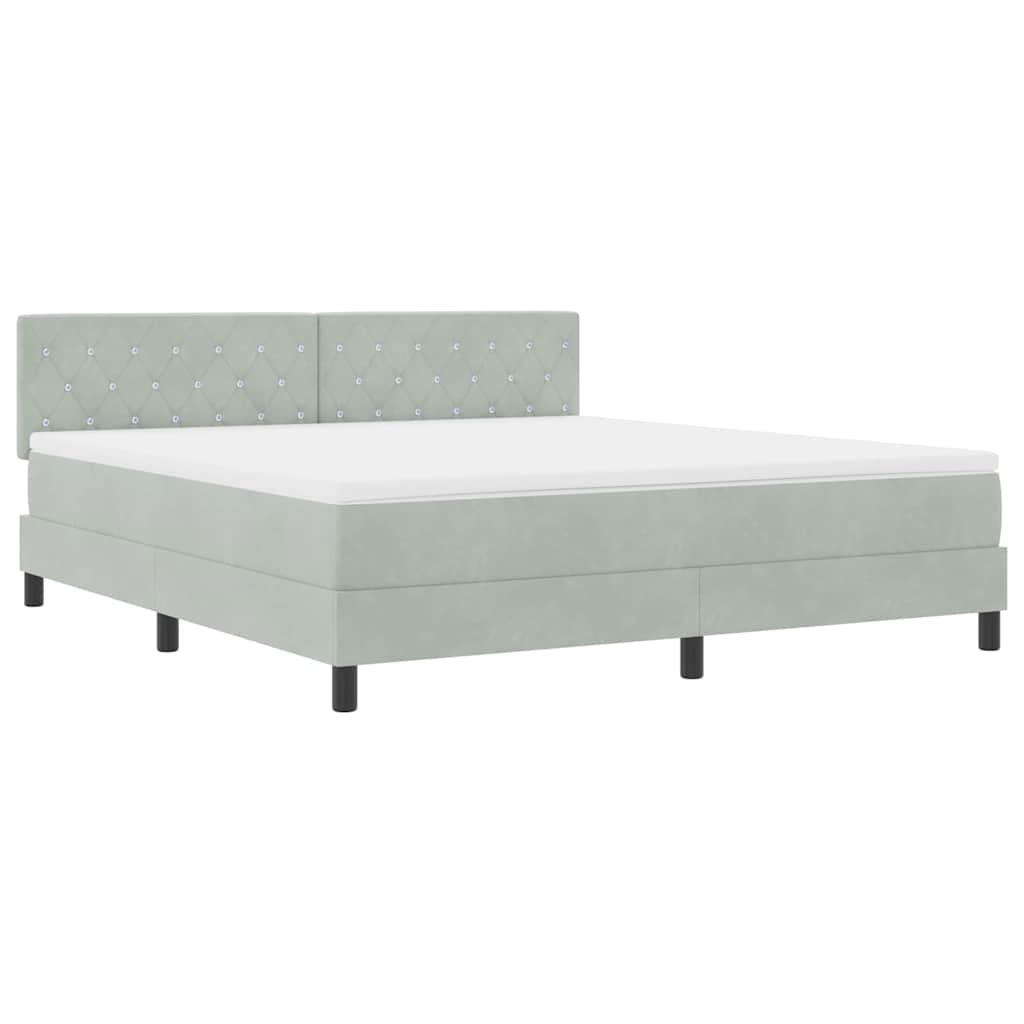 Boxspringbett mit Matratze Hellgrau 180 x 200 cm Samt