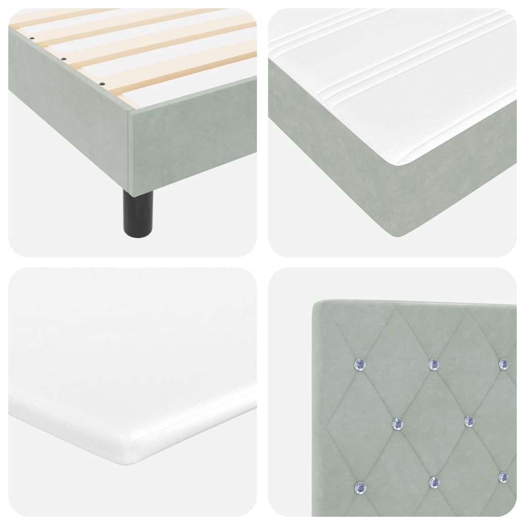 Boxspringbett mit Matratze Hellgrau 200 x 200 cm Samt