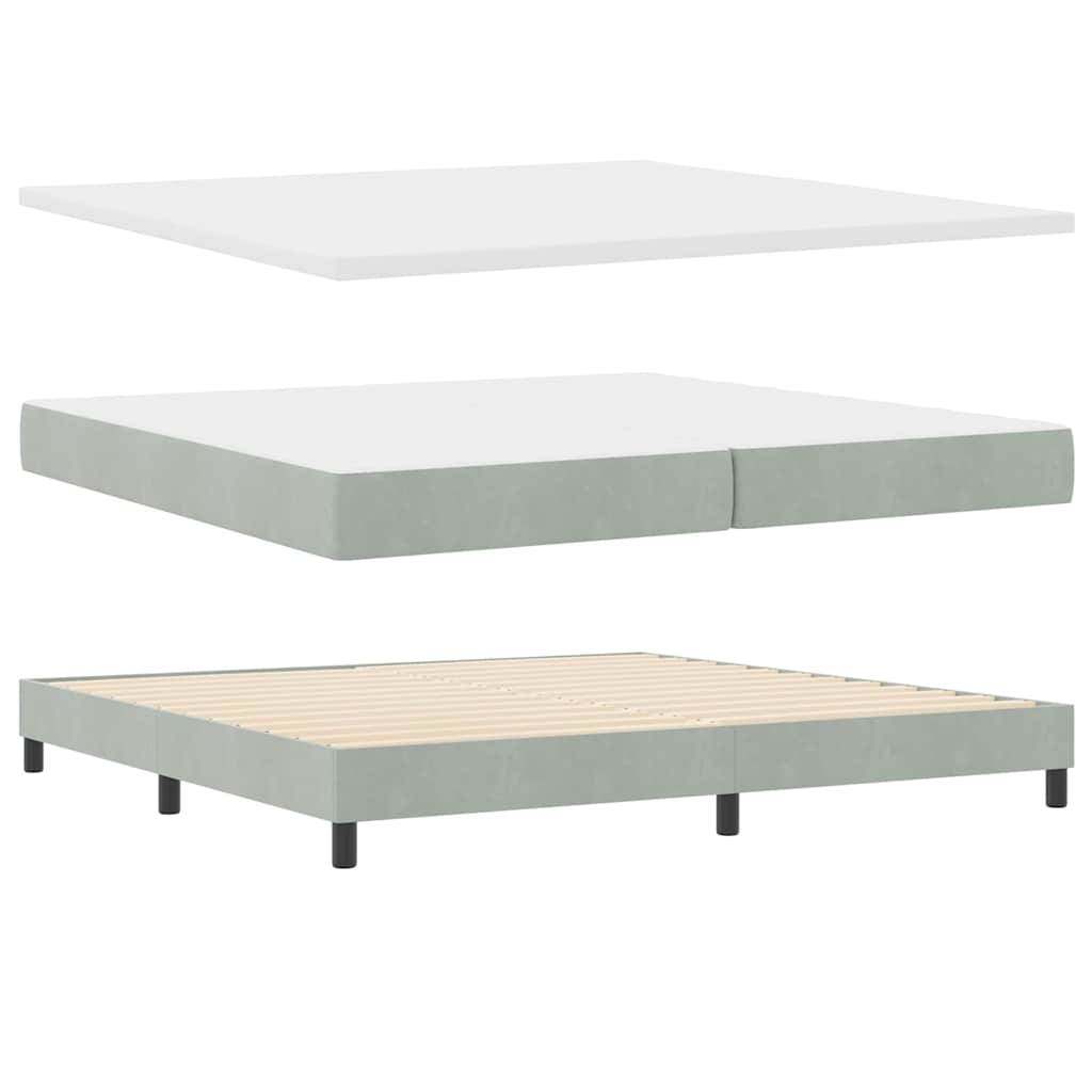Boxspringbett mit Matratze Hellgrau 200 x 200 cm Samt