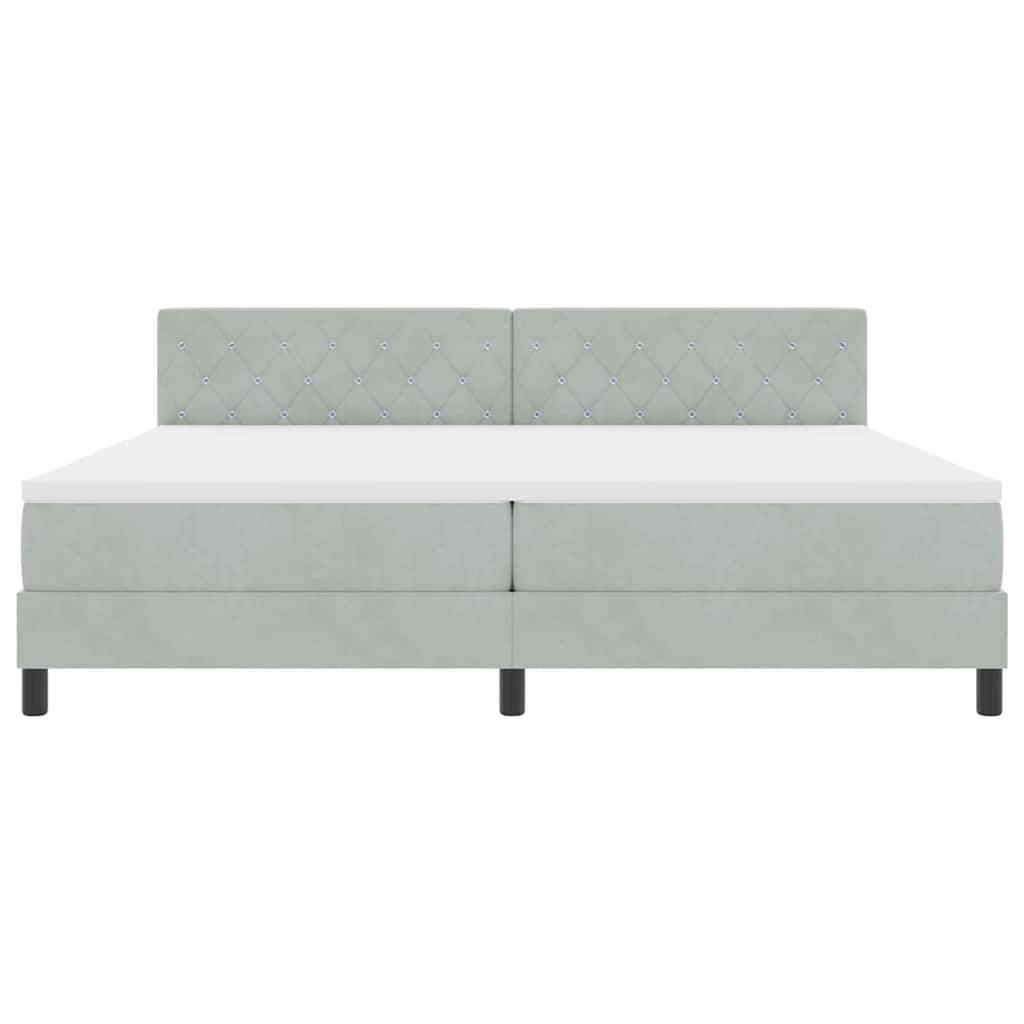 Boxspringbett mit Matratze Hellgrau 200 x 200 cm Samt