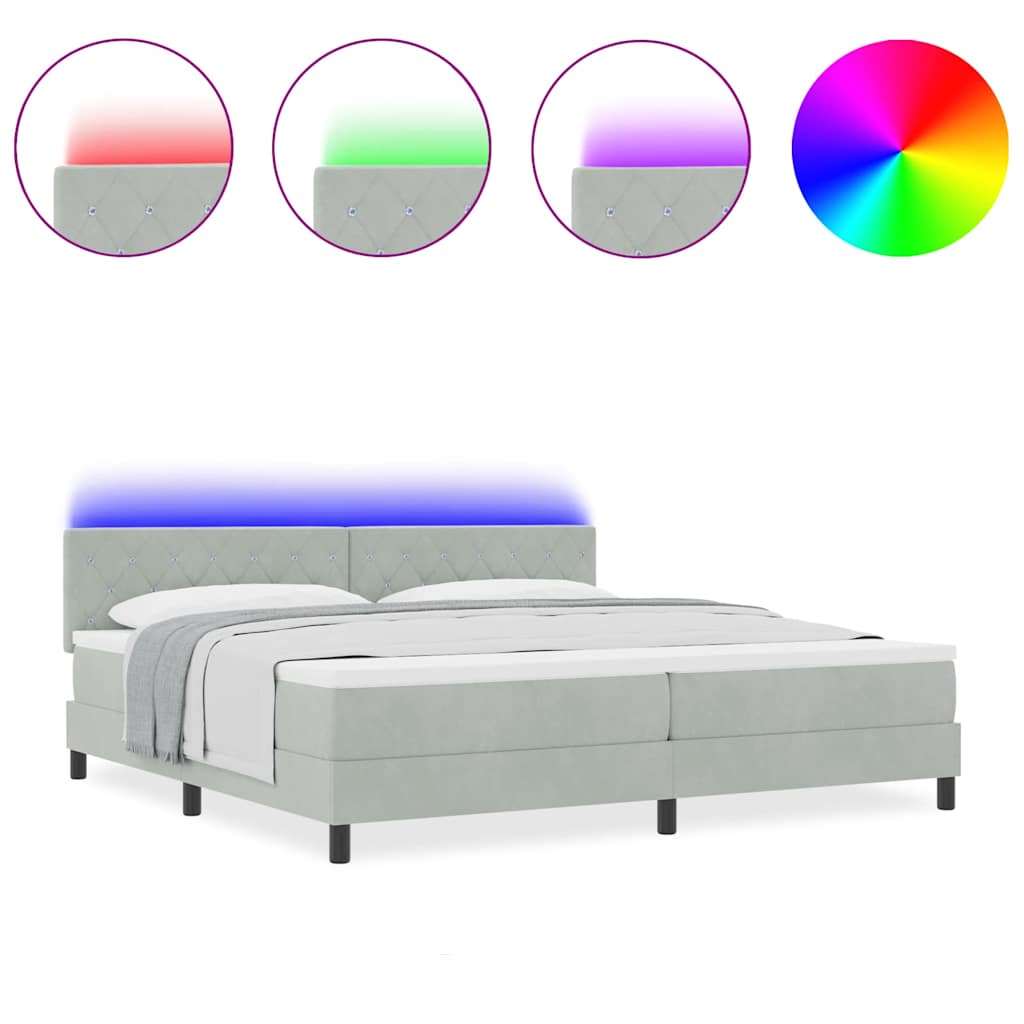 Boxspringbett mit Matratze Hellgrau 200 x 200 cm Samt