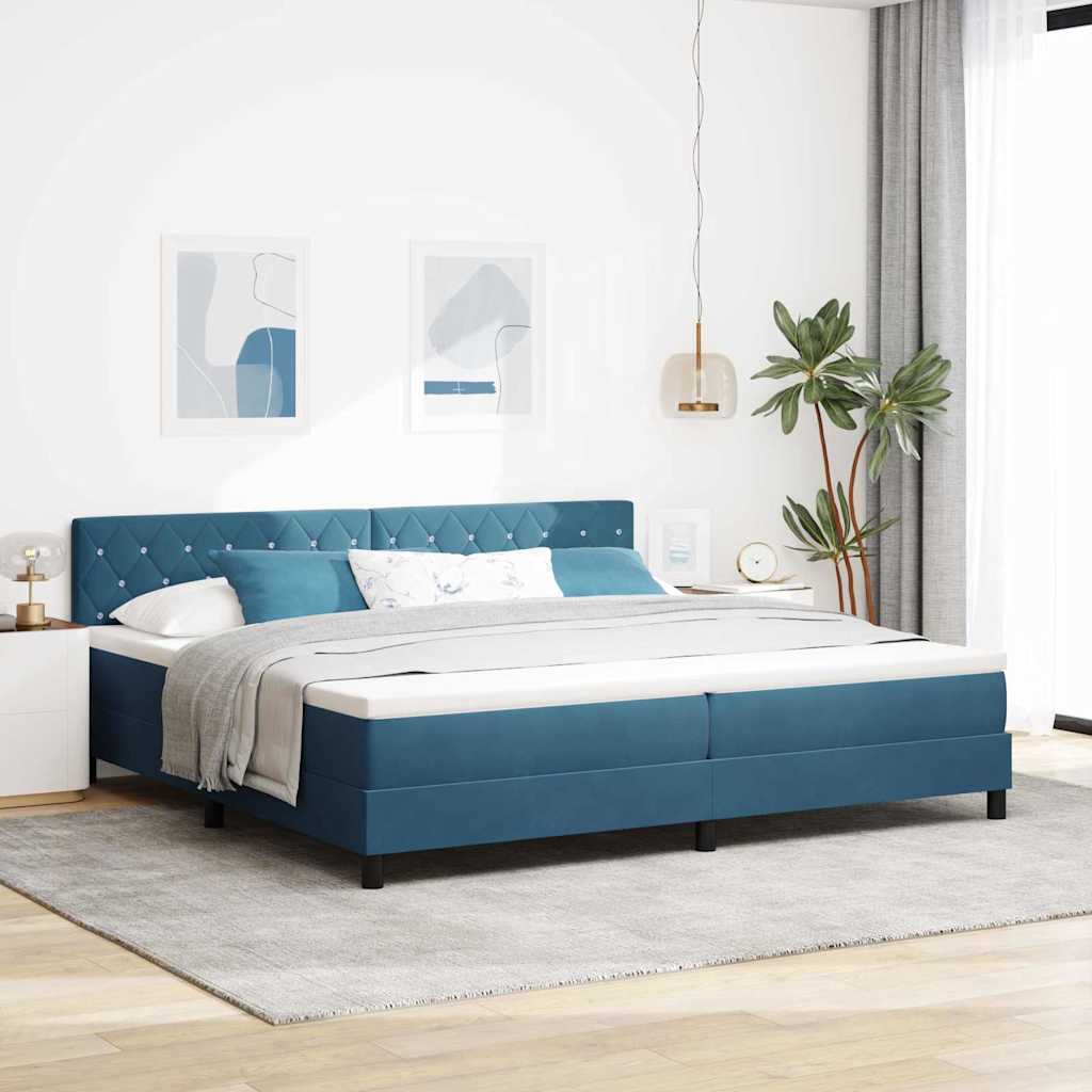 Boxspringbett mit Matratze Dunkelblau 200 x 200 cm Samt