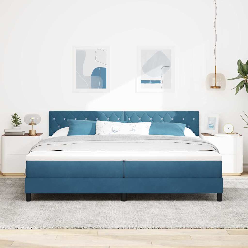 Boxspringbett mit Matratze Dunkelblau 200 x 200 cm Samt