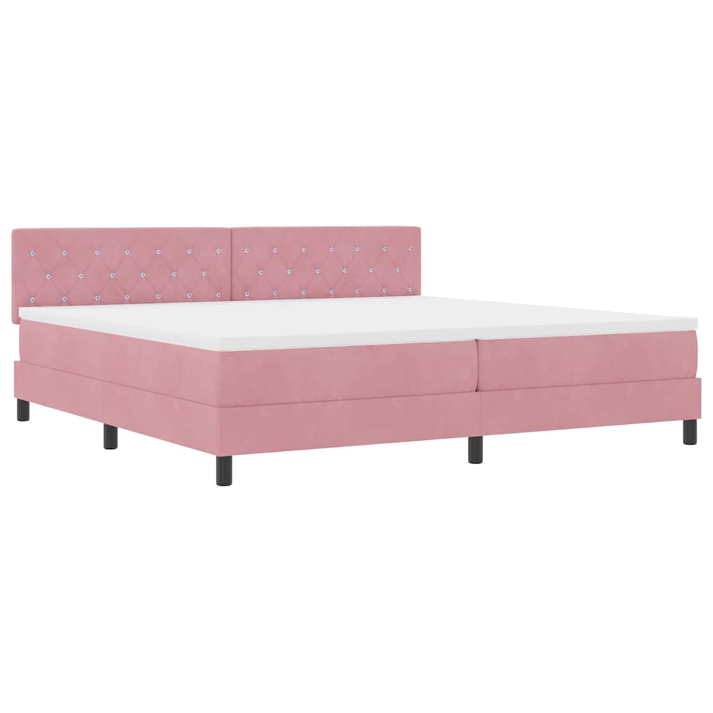 Boxspringbett mit Matratze mit Kopfteil Rosa 200 x 200 cm Samt
