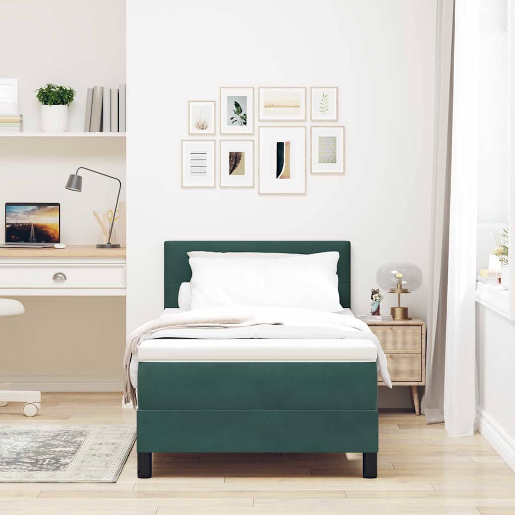Boxspringbett mit Matratze Dunkelgrün 80 x 200 cm Samt