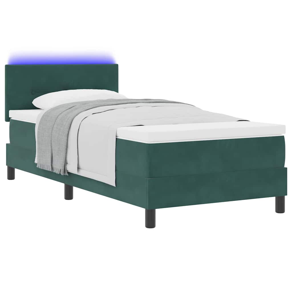 Boxspringbett mit Matratze Dunkelgrün 80 x 200 cm Samt