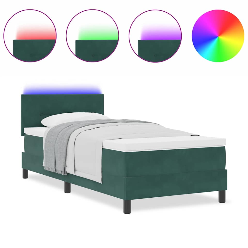 Boxspringbett mit Matratze Dunkelgrün 80 x 200 cm Samt