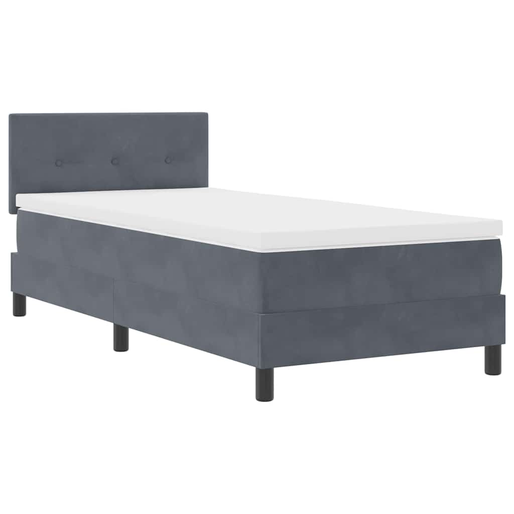 Boxspringbett mit Matratze Dunkelgrau 90 x 200 cm Samt