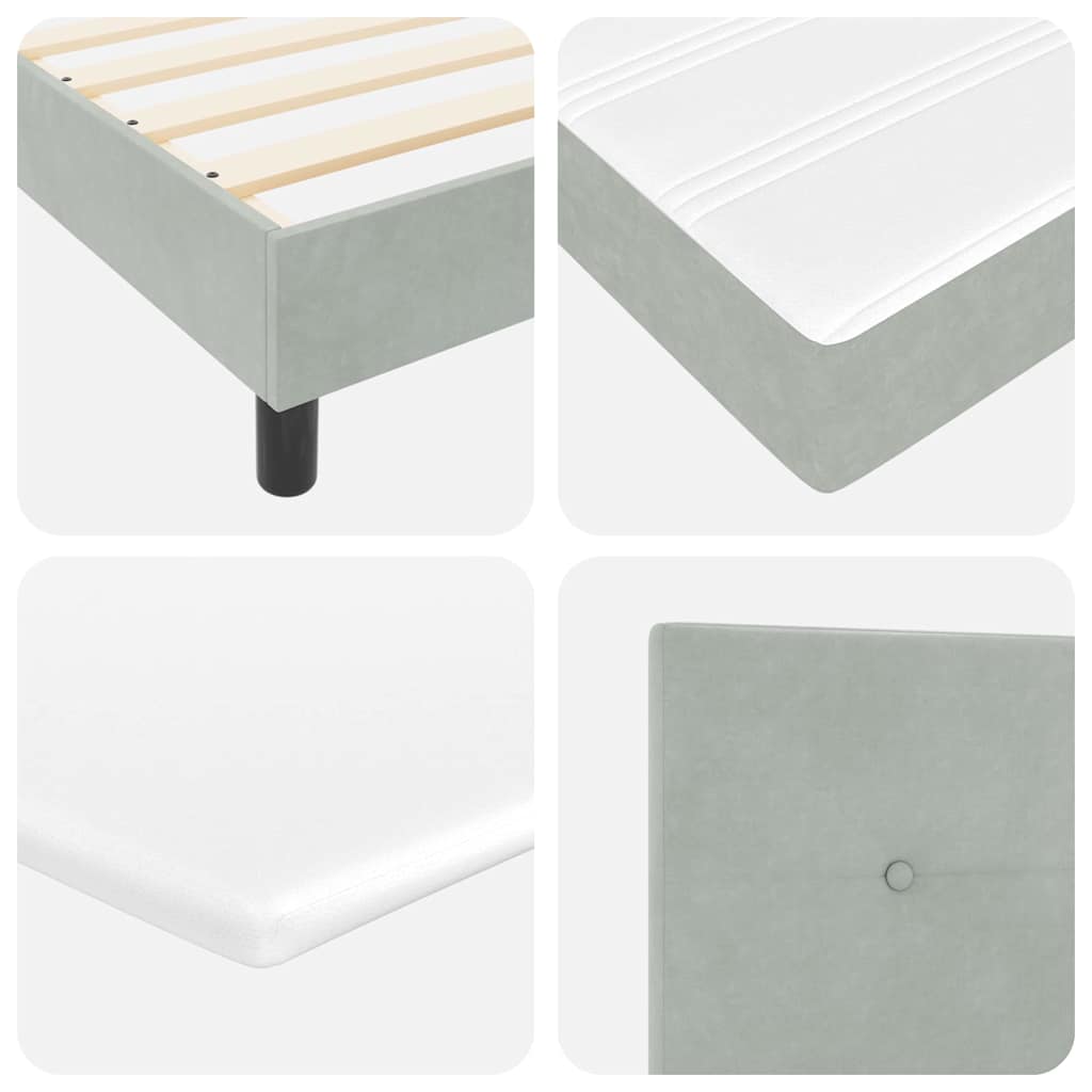 Boxspringbett mit Matratze Hellgrau 100 x 200 cm Samt