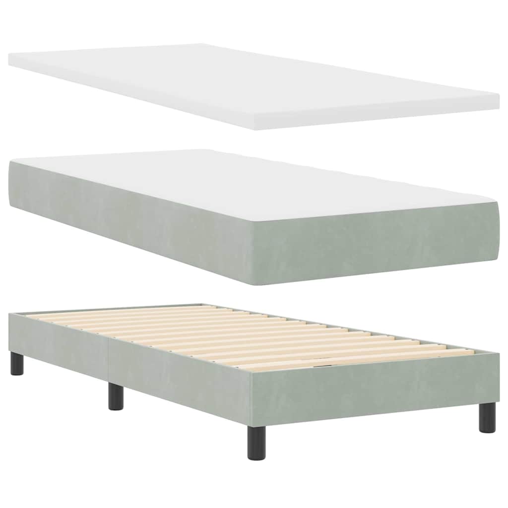 Boxspringbett mit Matratze Hellgrau 100 x 200 cm Samt
