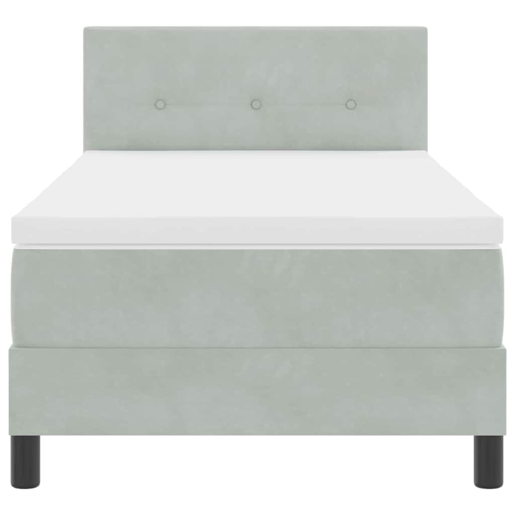Boxspringbett mit Matratze Hellgrau 100 x 200 cm Samt