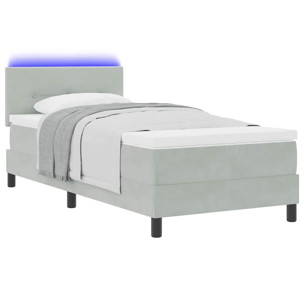 Boxspringbett mit Matratze Hellgrau 100 x 200 cm Samt