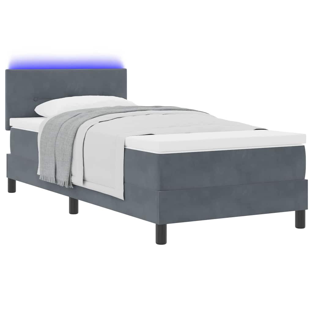 Boxspringbett mit Matratze Dunkelgrau 100 x 200 cm Samt