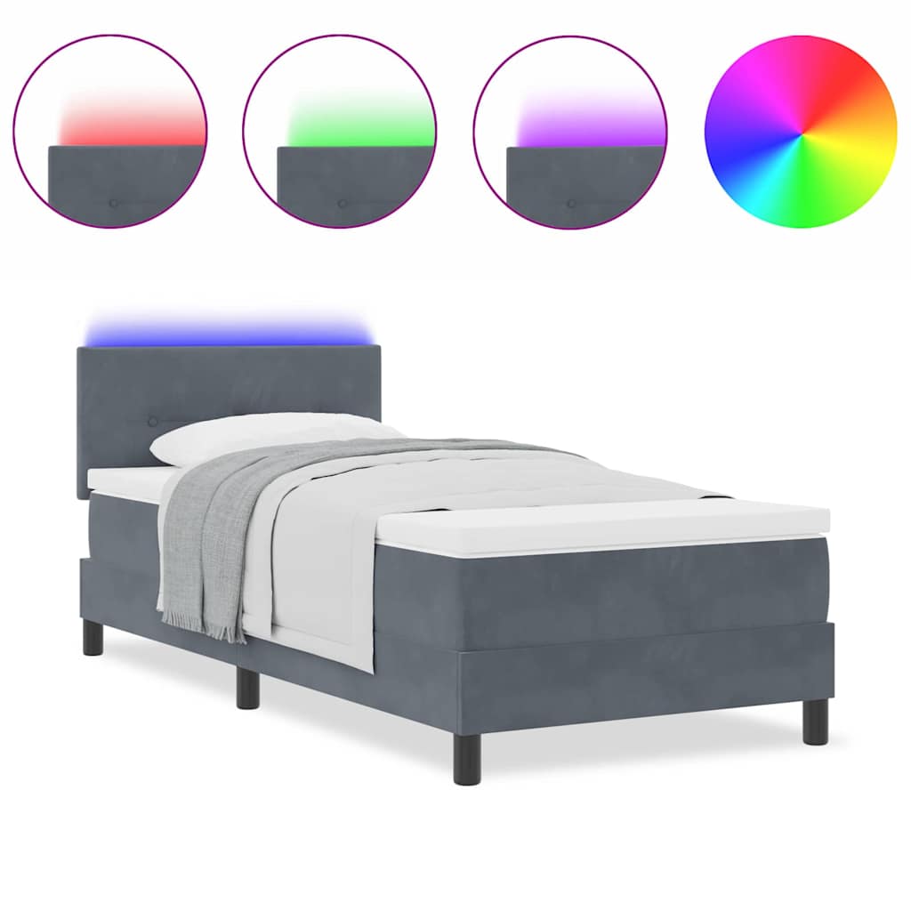 Boxspringbett mit Matratze Dunkelgrau 100 x 200 cm Samt