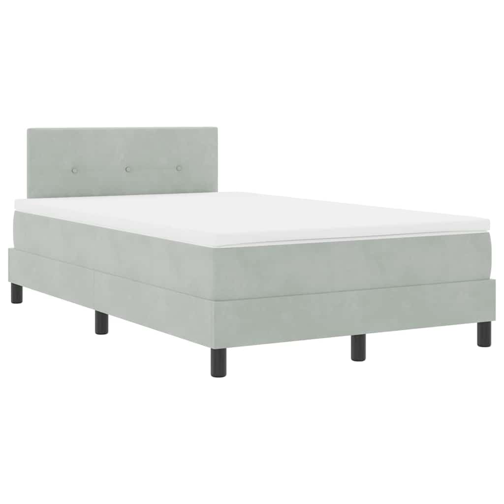 Boxspringbett mit Matratze Hellgrau 120 x 190 cm Samt
