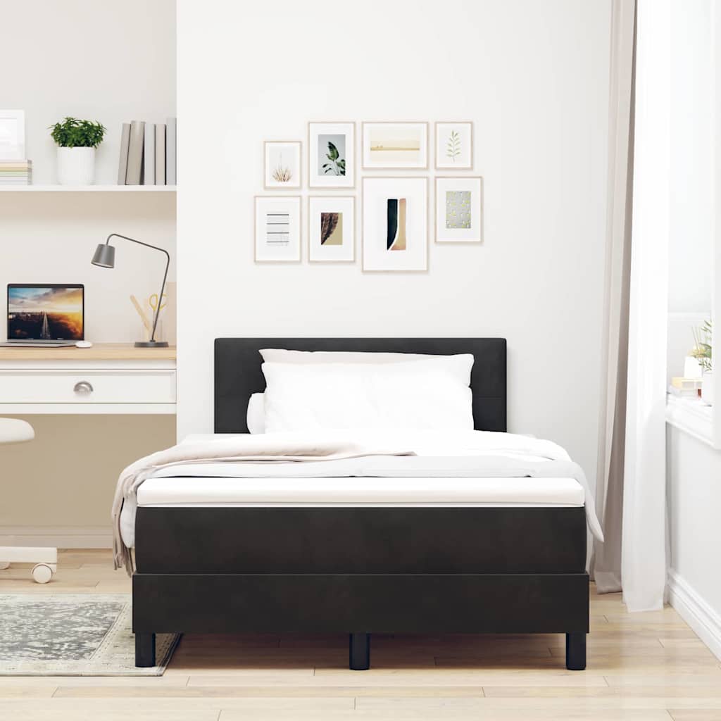 Boxspringbett mit Matratze Schwarz 120 x 190 cm Samt