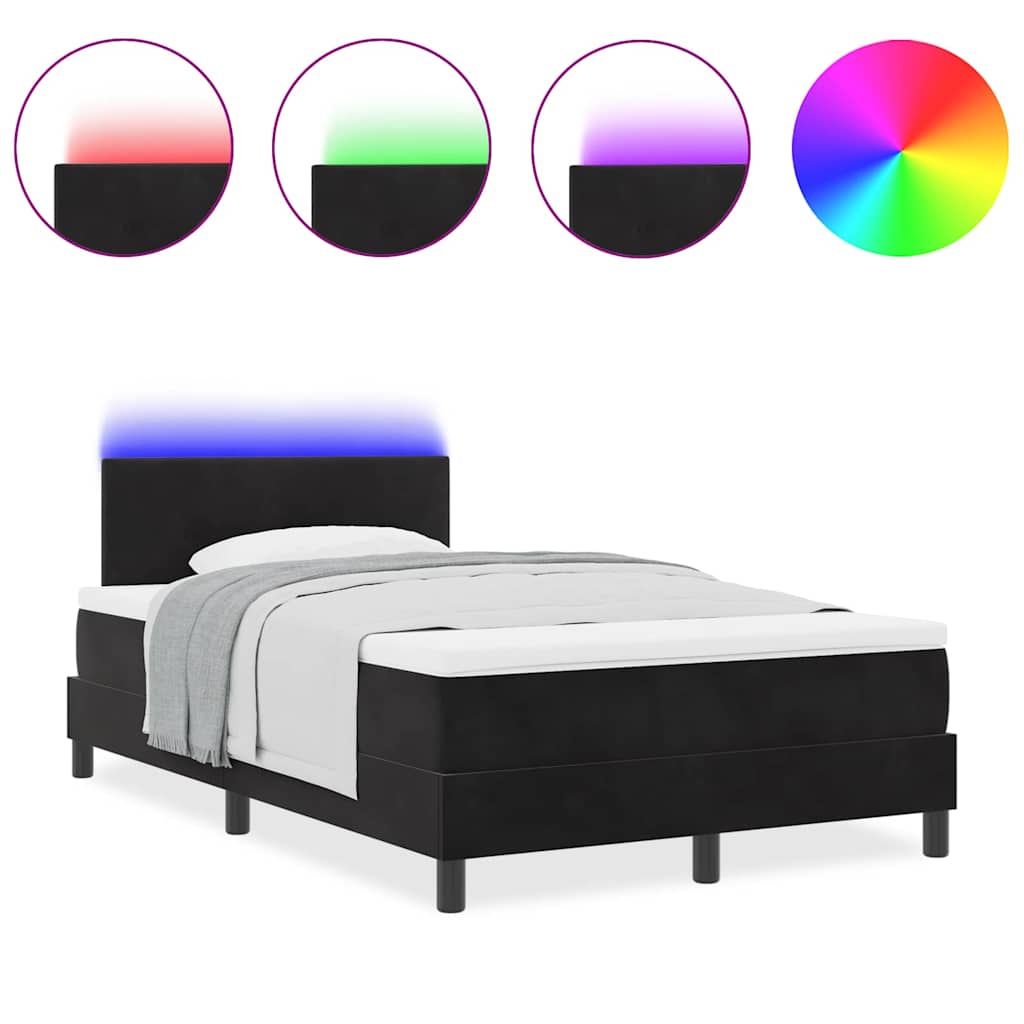 Boxspringbett mit Matratze Schwarz 120 x 190 cm Samt