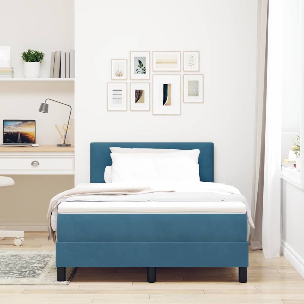 Boxspringbett mit Matratze mit Kopfteil Blau 120 x 190 cm Samt