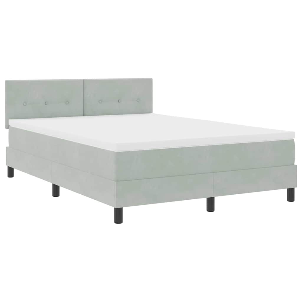 Boxspringbett mit Matratze Hellgrau 140 x 190 cm Samt