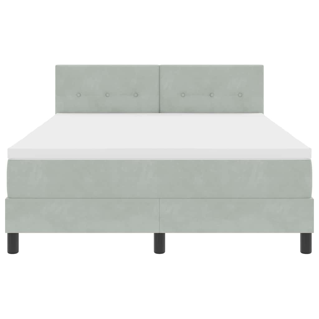 Boxspringbett mit Matratze Hellgrau 140 x 190 cm Samt