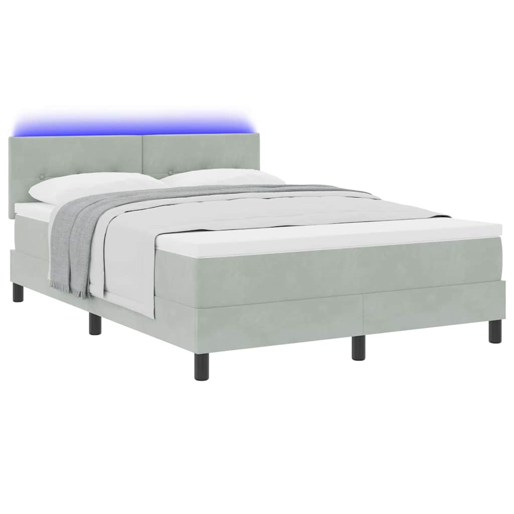Boxspringbett mit Matratze Hellgrau 140 x 190 cm Samt
