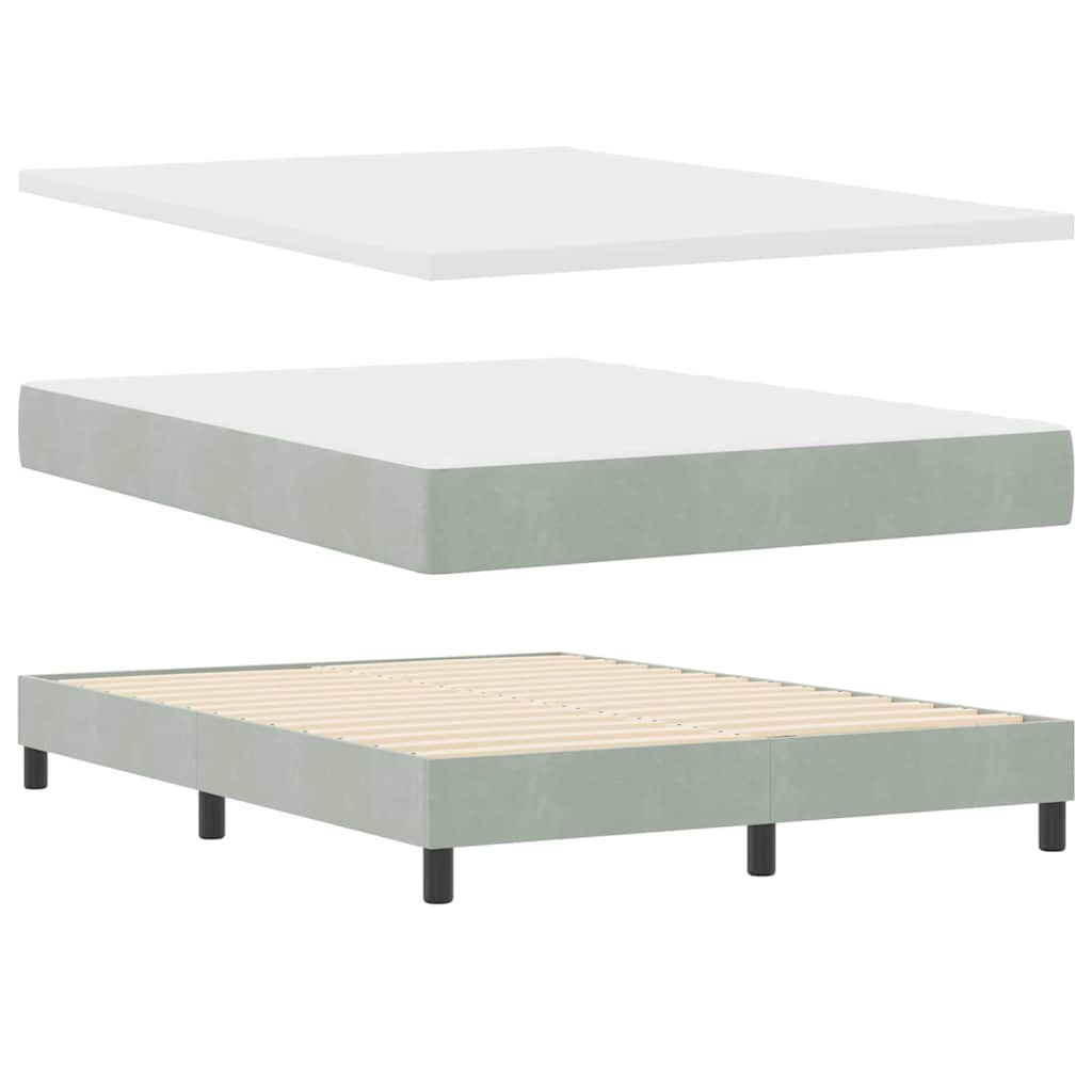 Boxspringbett mit Matratze Hellgrau 160 x 200 cm Samt