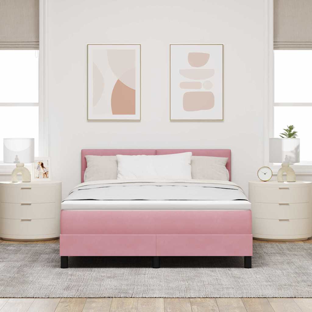 Boxspringbett mit Matratze mit Kopfteil Rosa 160 x 200 cm Samt