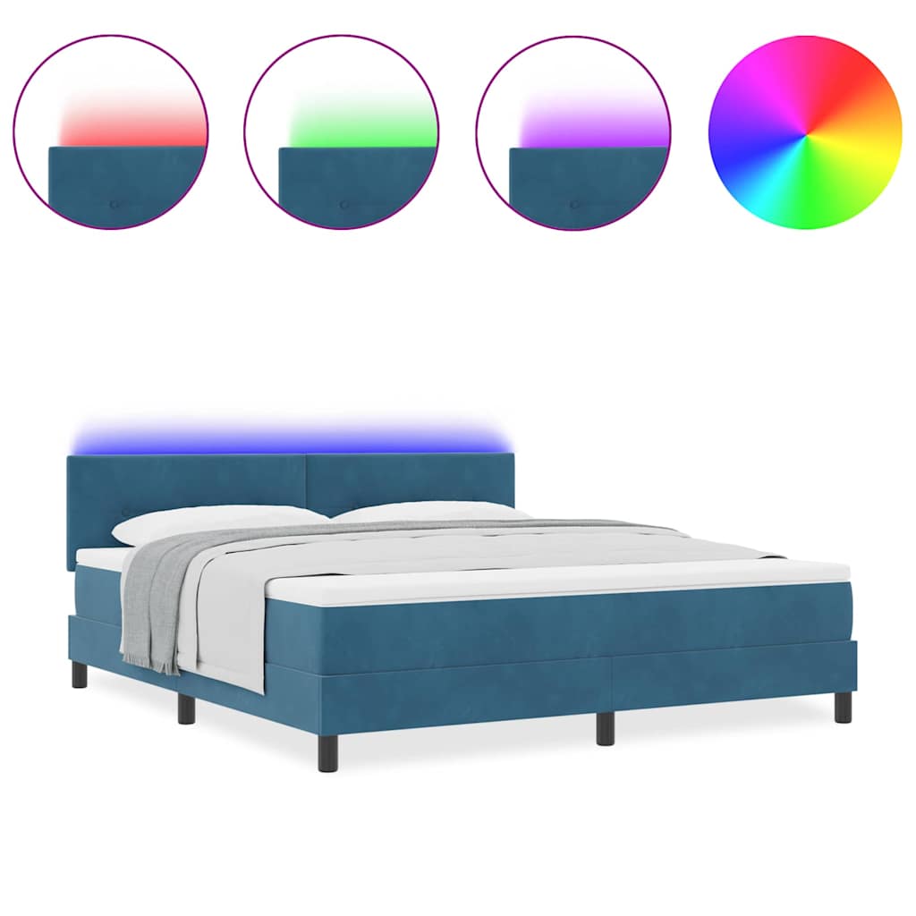 Boxspringbett mit Matratze Dunkelblau 180 x 200 cm Samt