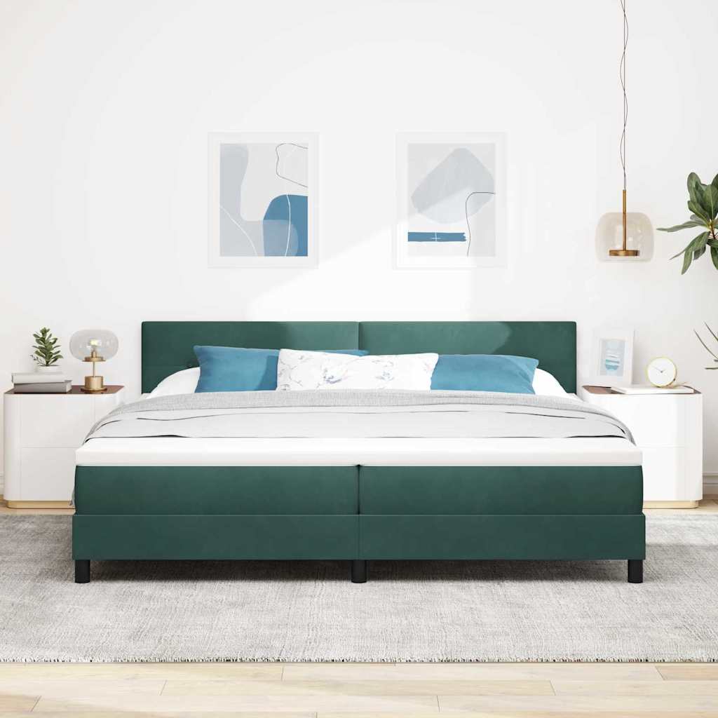 Boxspringbett mit Matratze Dunkelgrün 200 x 200 cm Samt