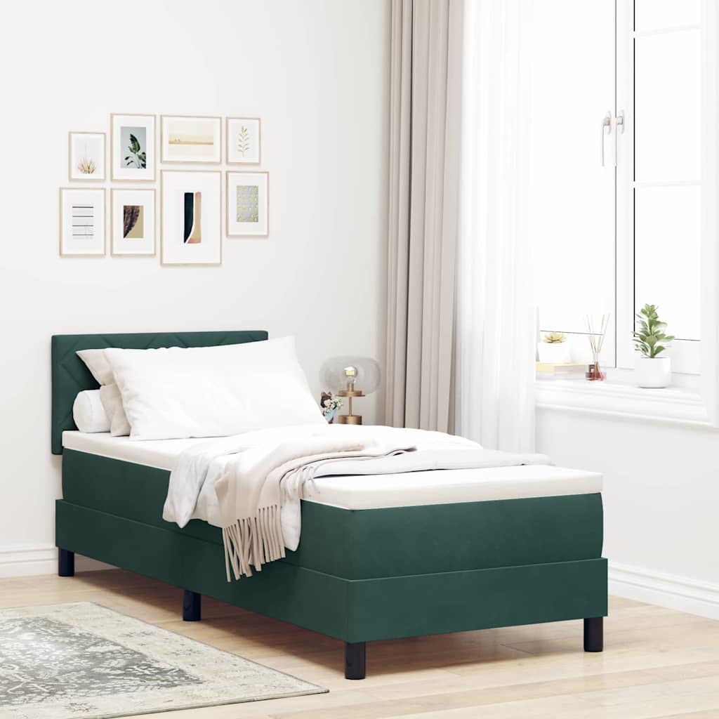 Boxspringbett mit Matratze Dunkelgrün 80 x 200 cm Samt
