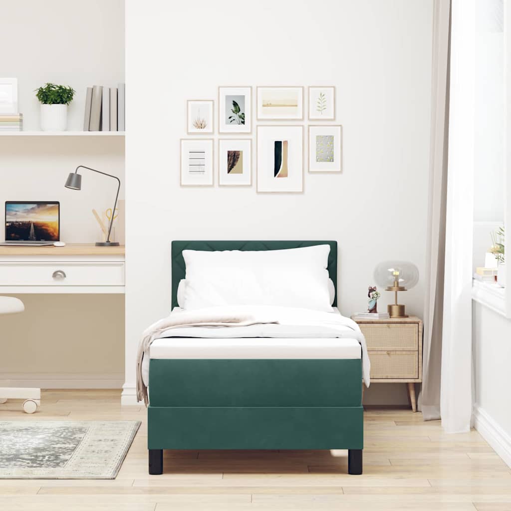 Boxspringbett mit Matratze Dunkelgrün 80 x 200 cm Samt
