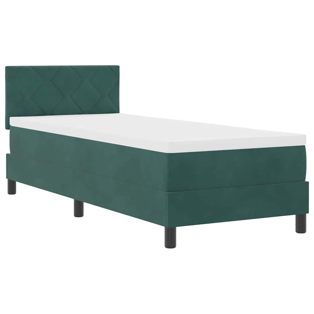 Boxspringbett mit Matratze Dunkelgrün 80 x 200 cm Samt