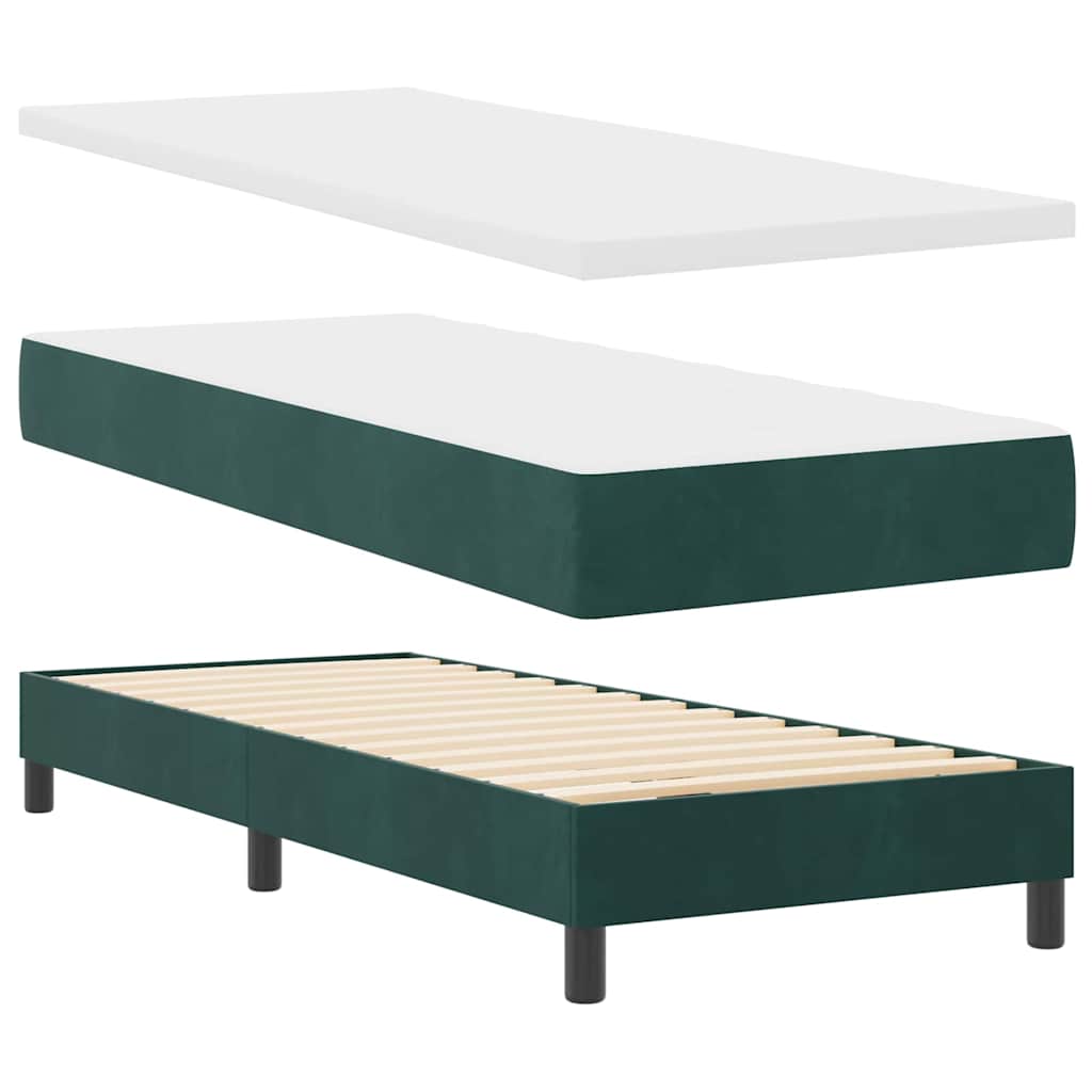 Boxspringbett mit Matratze Dunkelgrün 80 x 200 cm Samt