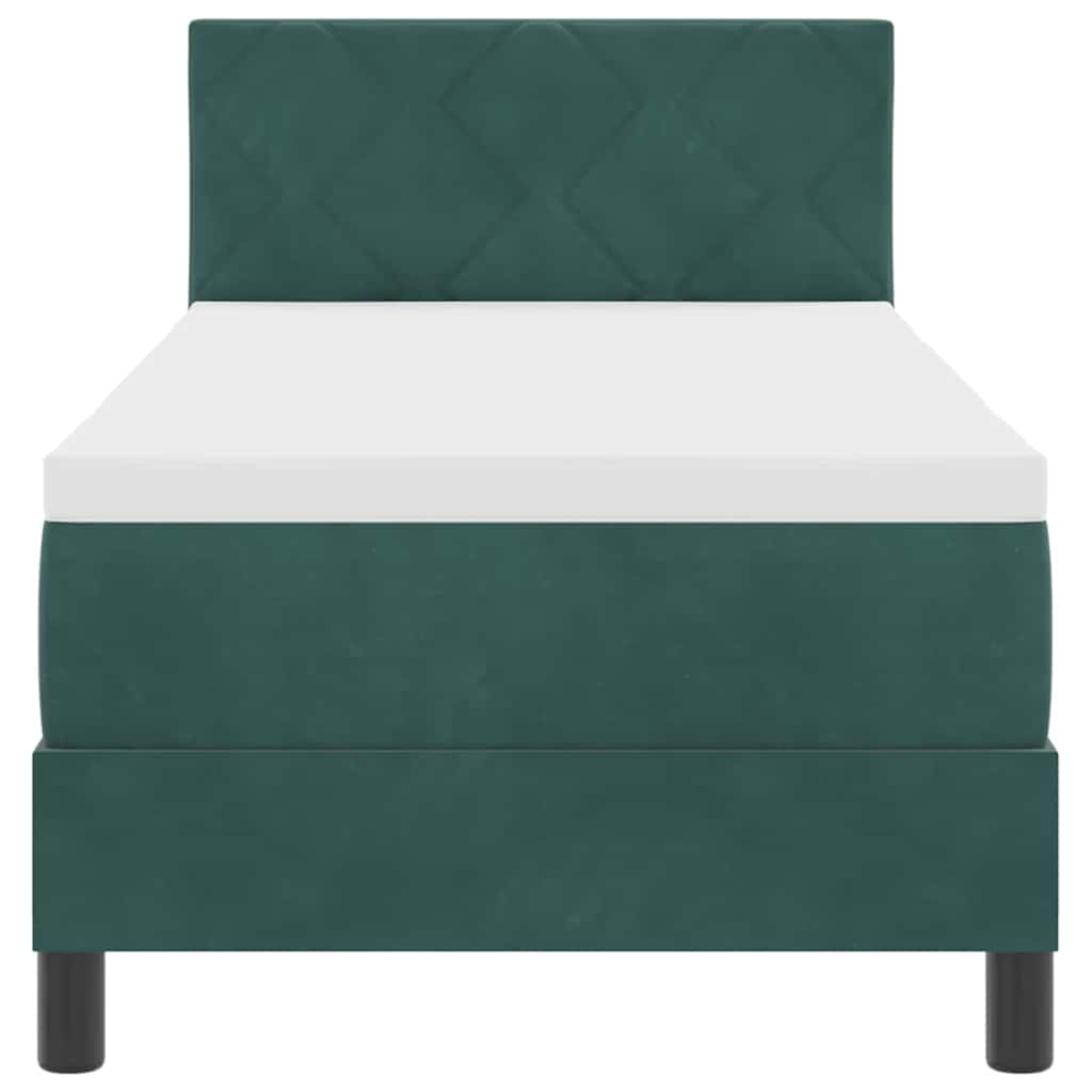 Boxspringbett mit Matratze Dunkelgrün 80 x 200 cm Samt