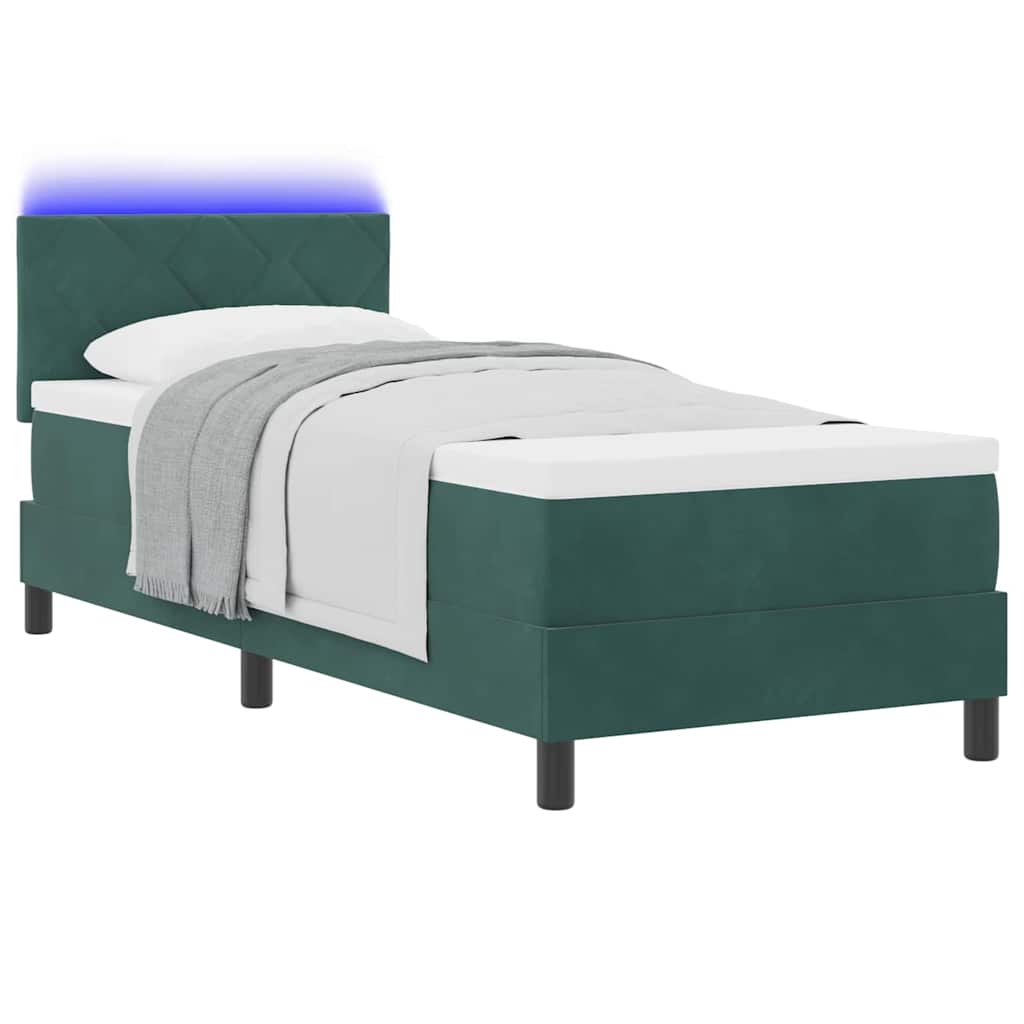 Boxspringbett mit Matratze Dunkelgrün 80 x 200 cm Samt