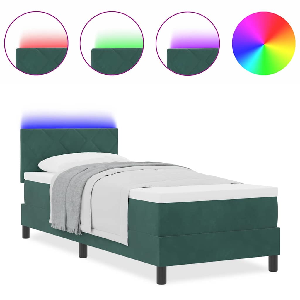 Boxspringbett mit Matratze Dunkelgrün 80 x 200 cm Samt