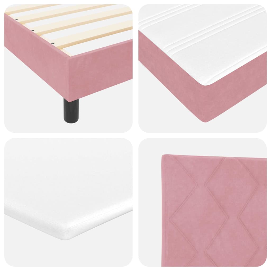 Boxspringbett mit Matratze mit Kopfteil Rosa 80 x 200 cm Samt
