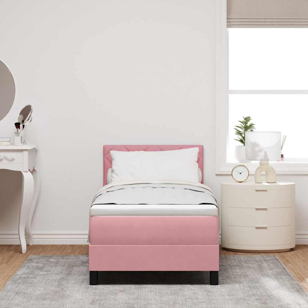 Boxspringbett mit Matratze mit Kopfteil Rosa 80 x 200 cm Samt