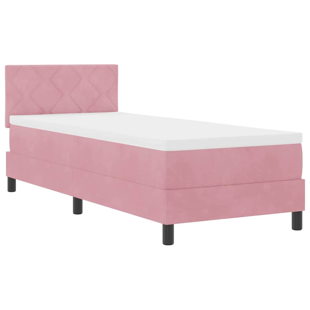 Boxspringbett mit Matratze mit Kopfteil Rosa 80 x 200 cm Samt