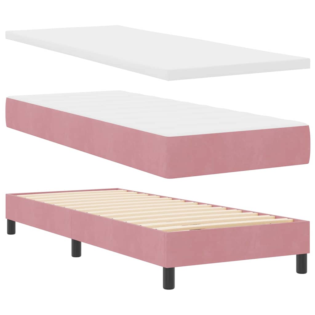 Boxspringbett mit Matratze mit Kopfteil Rosa 80 x 200 cm Samt