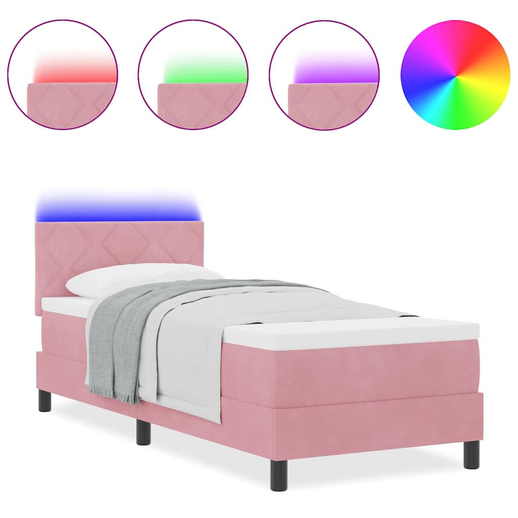Boxspringbett mit Matratze mit Kopfteil Rosa 80 x 200 cm Samt