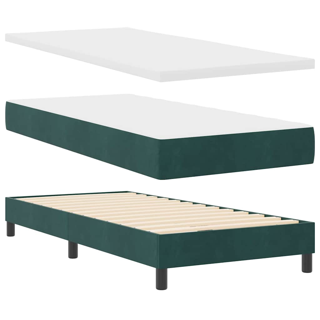 Boxspringbett mit Matratze Dunkelgrün 90 x 190 cm Samt