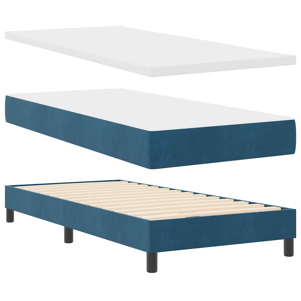 Boxspringbett mit Matratze Dunkelblau 90 x 190 cm Samt