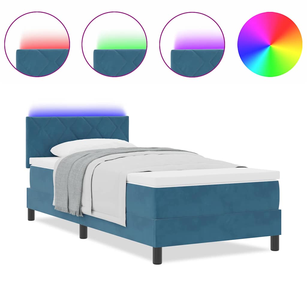 Boxspringbett mit Matratze Dunkelblau 90 x 190 cm Samt