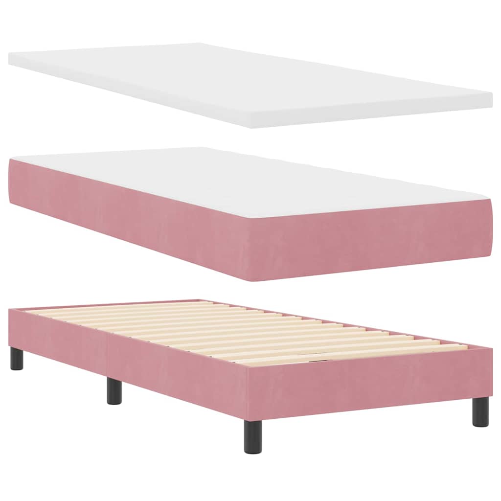 Boxspringbett mit Matratze mit Kopfteil Rosa 90 x 200 cm Samt