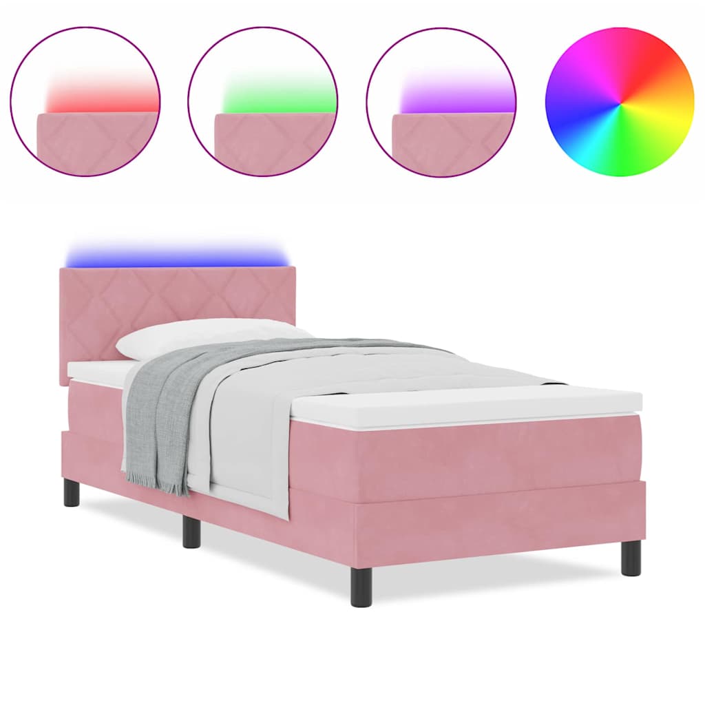 Boxspringbett mit Matratze mit Kopfteil Rosa 90 x 200 cm Samt