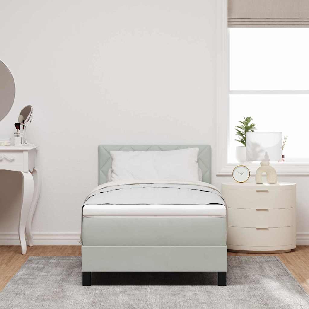 Boxspringbett mit Matratze Hellgrau 100 x 200 cm Samt