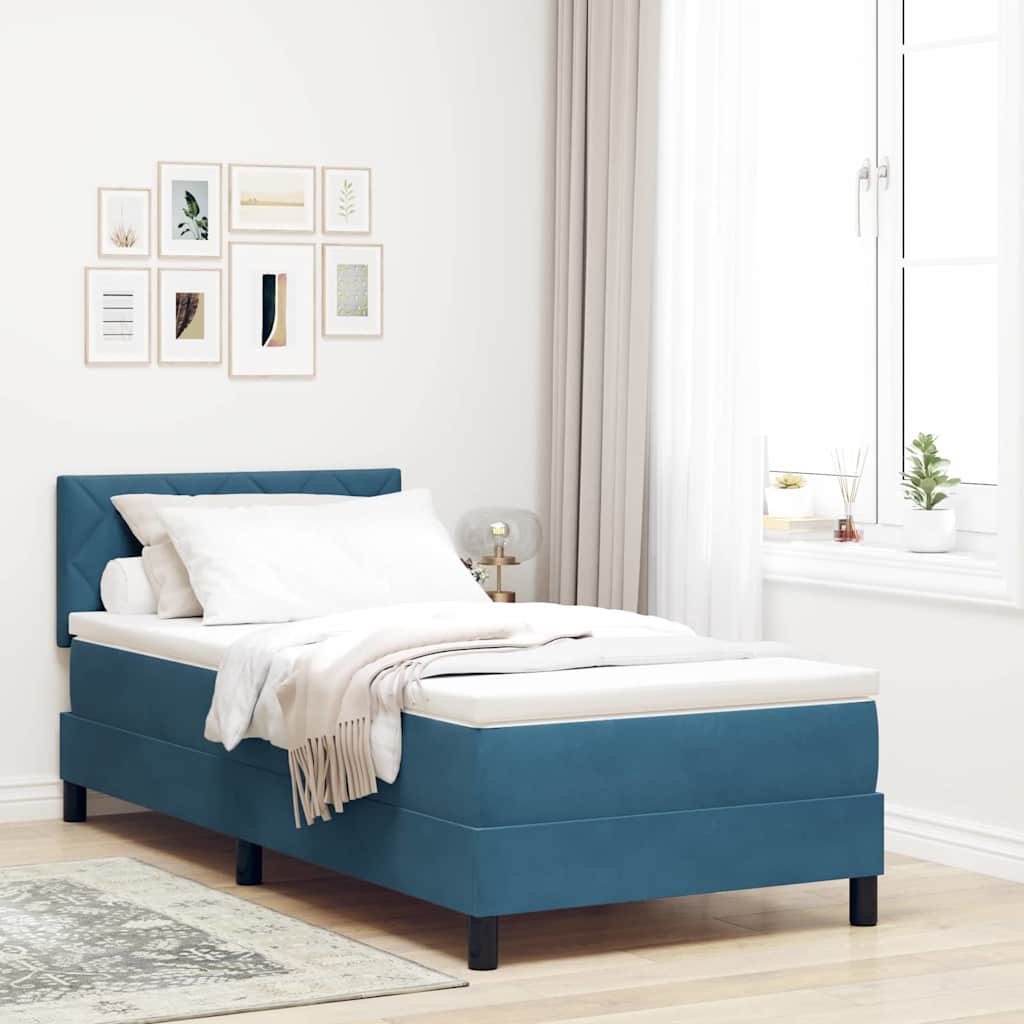 Boxspringbett mit Matratze Dunkelblau 100 x 200 cm Samt