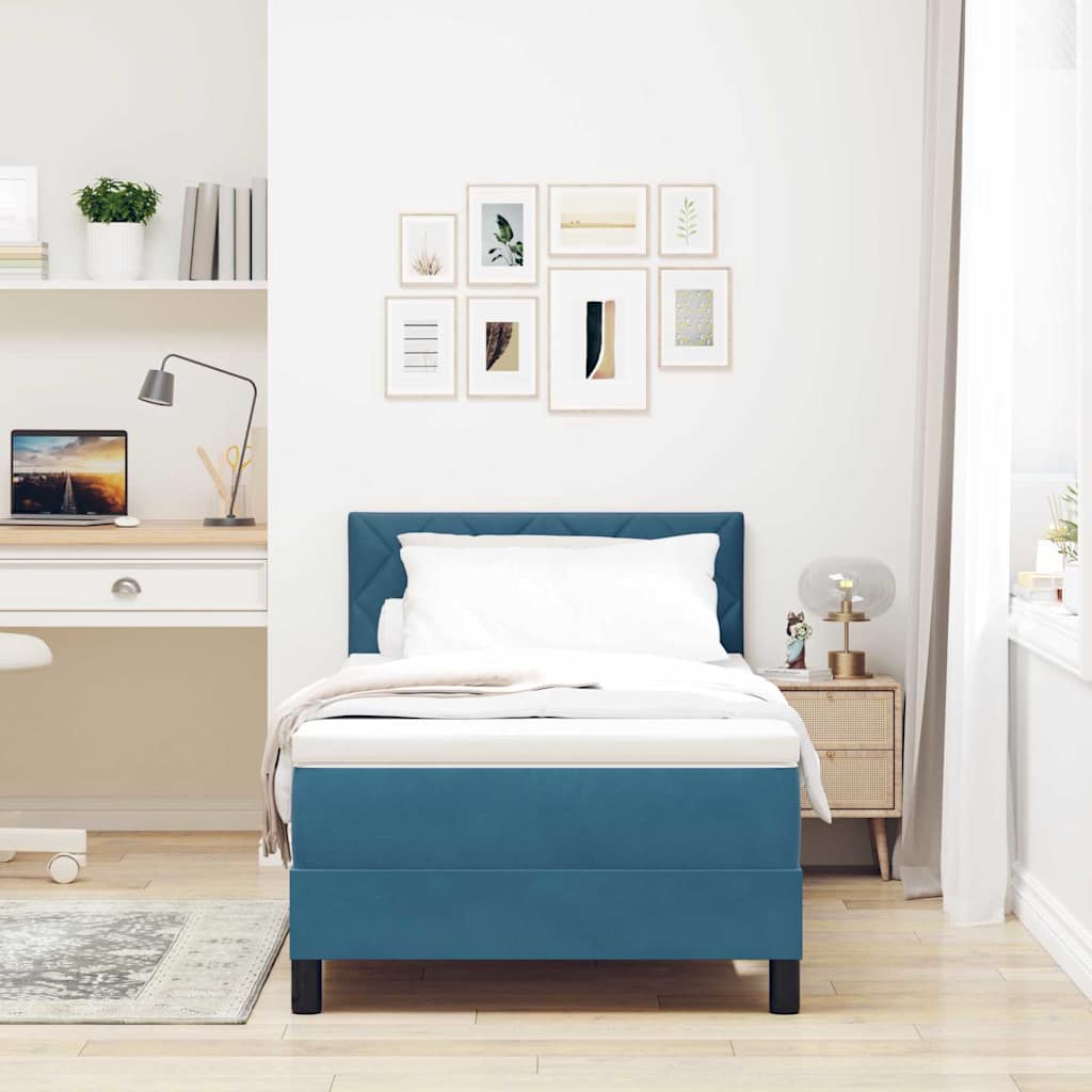 Boxspringbett mit Matratze Dunkelblau 100 x 200 cm Samt