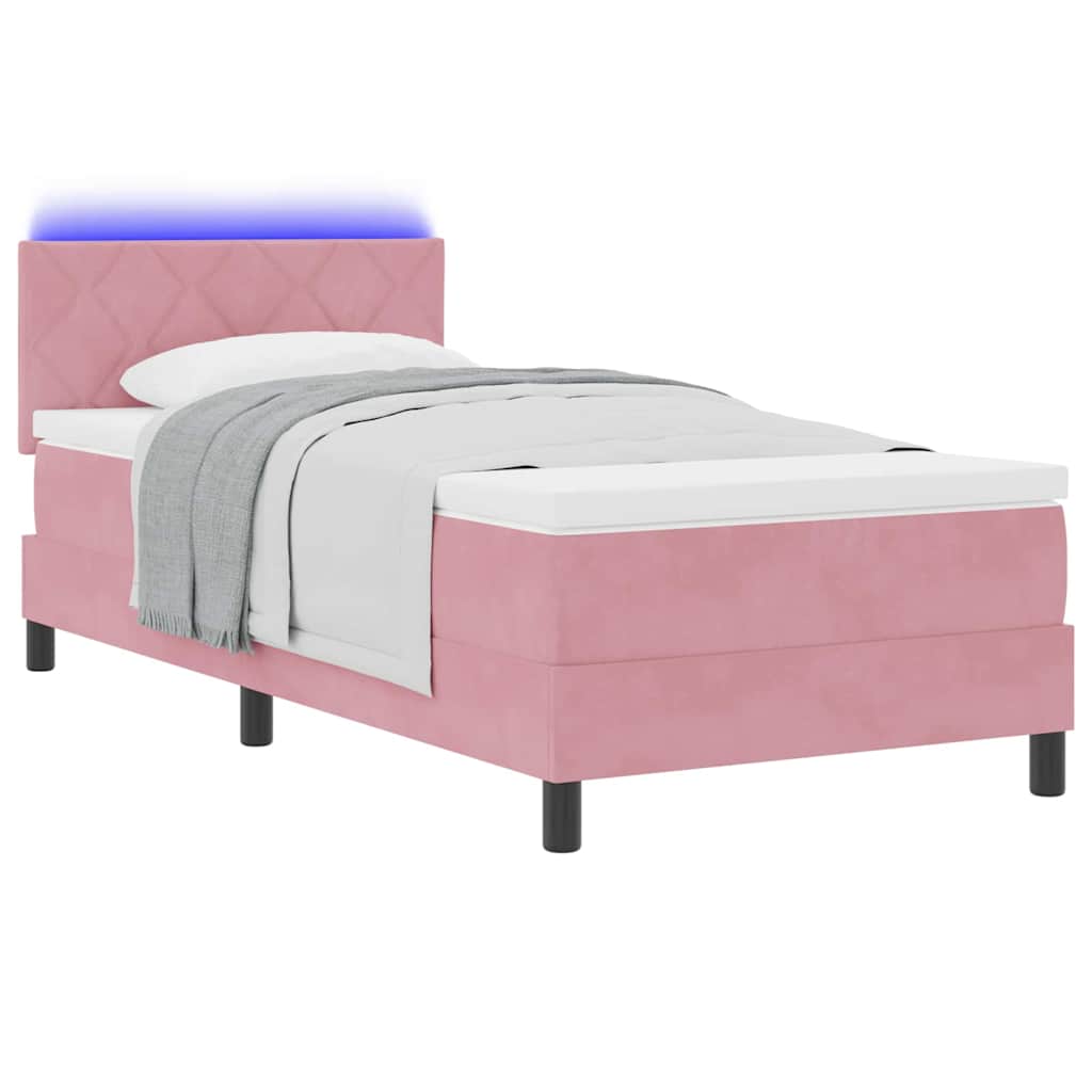 Boxspringbett mit Matratze mit Kopfteil Rosa 100 x 200 cm Samt